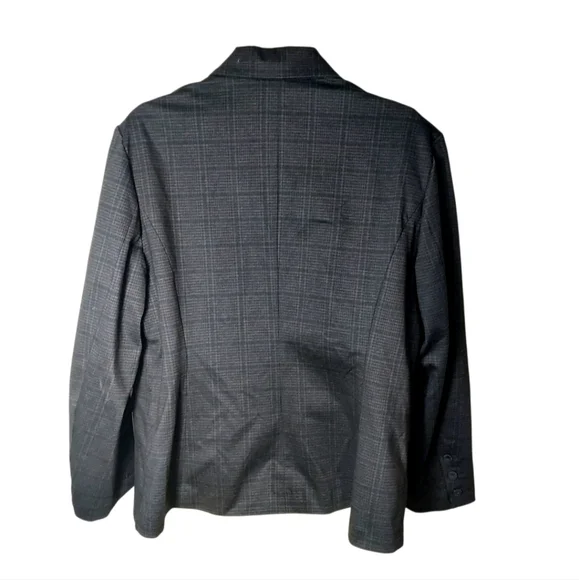 Amanda Chelsea Womens Jacket Size 2X Glencheck Grey Plaid Blazer 2 Button New - Picture 4 of 6